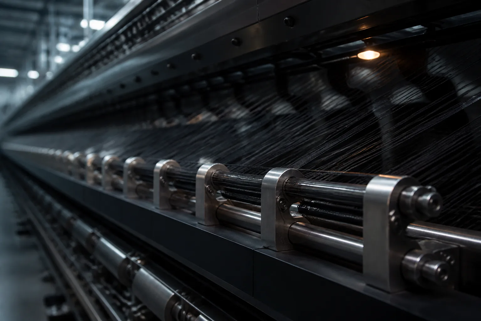 Dark textile production equipment with parallel yarn paths